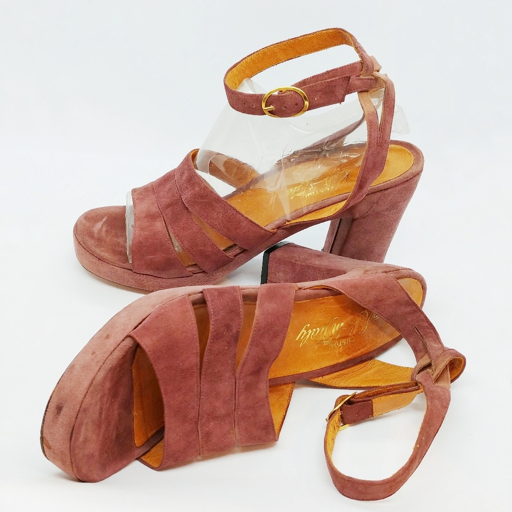 70's Vintage Suede Platform Sandals sz 10
